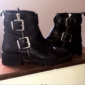 Zara Military Black Buckle Boots